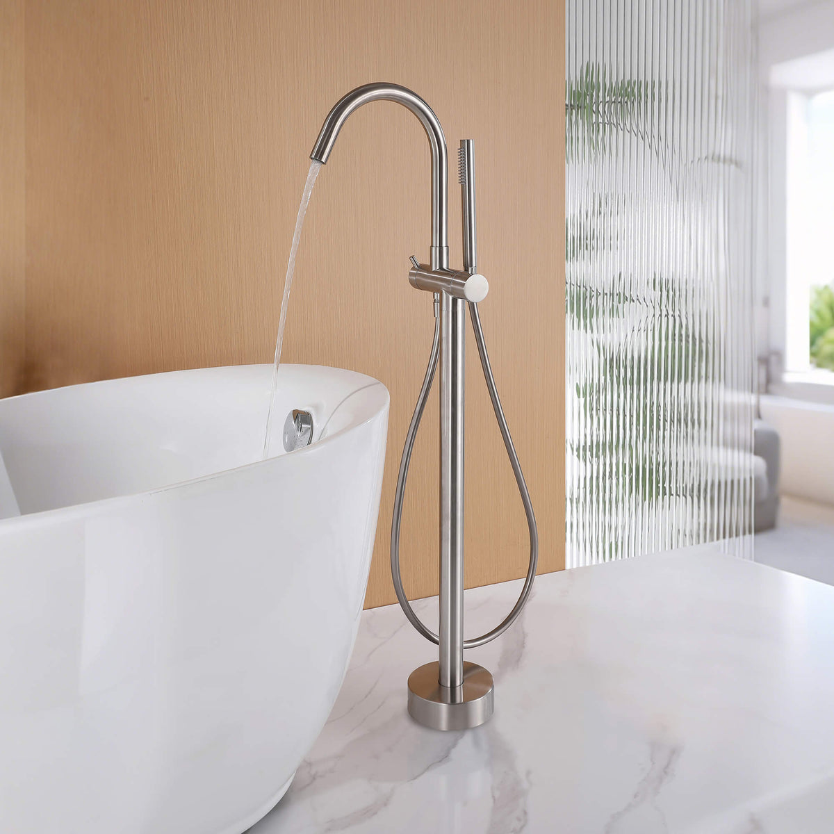 Thermostatic Freestanding Bathtub Faucet 316 Stainless Steel with Hand Shower