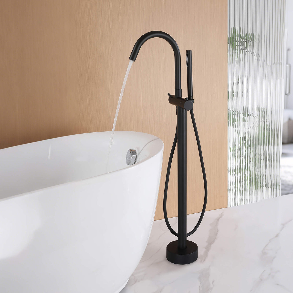 Thermostatic Freestanding Bathtub Faucet 316 Stainless Steel with Hand Shower