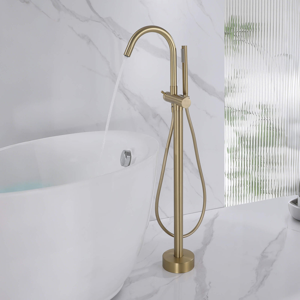 Thermostatic Freestanding Bathtub Faucet 316 Stainless Steel with Hand Shower