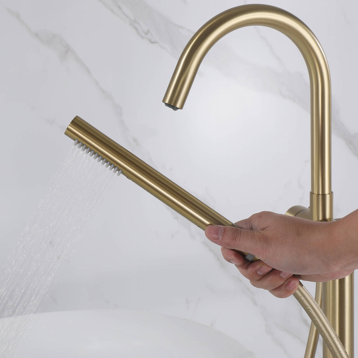 Thermostatic Freestanding Bathtub Faucet 316 Stainless Steel with Hand Shower