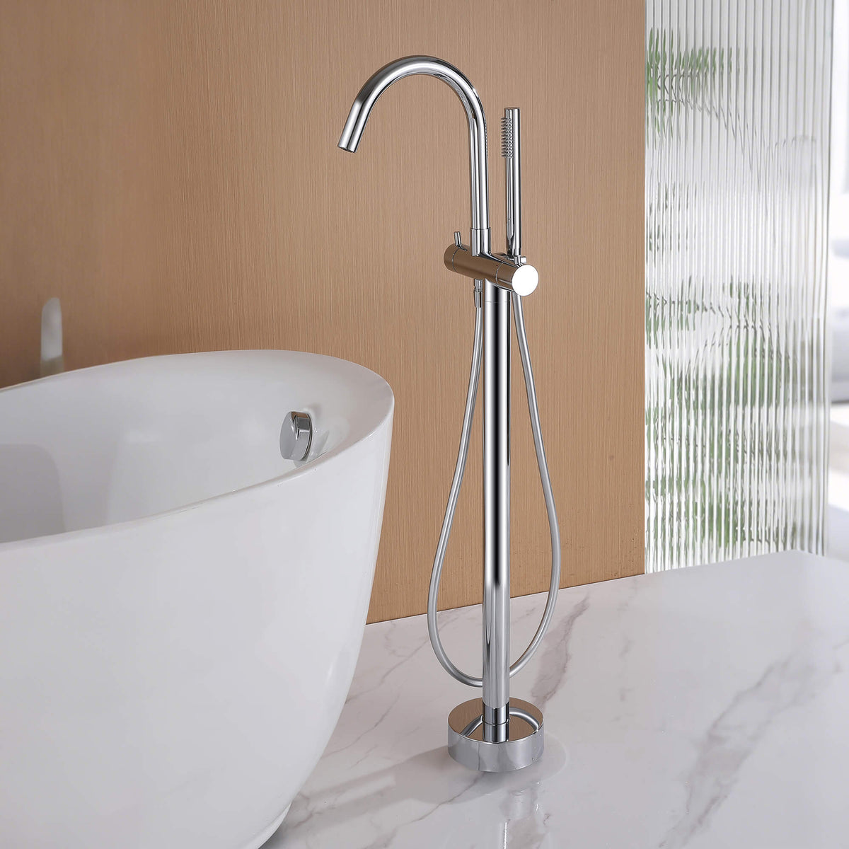 Thermostatic Freestanding Bathtub Faucet 316 Stainless Steel with Hand Shower