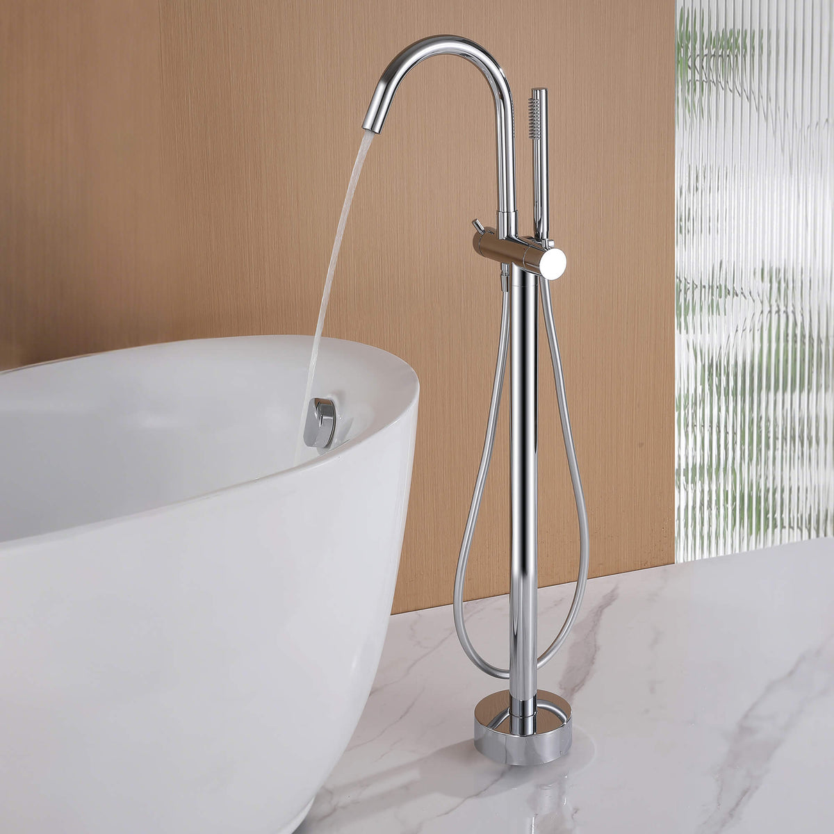 Thermostatic Freestanding Bathtub Faucet 316 Stainless Steel with Hand Shower