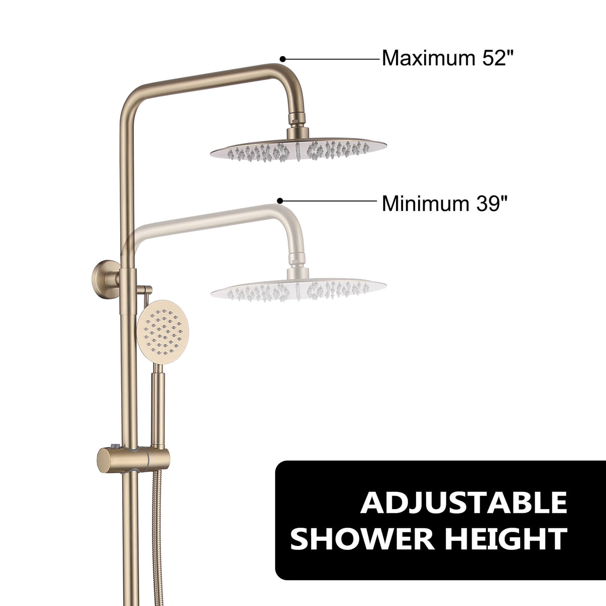 3-in-1 Outdoor Shower Set Adjustable Handheld, Rainfall & Foot Wash