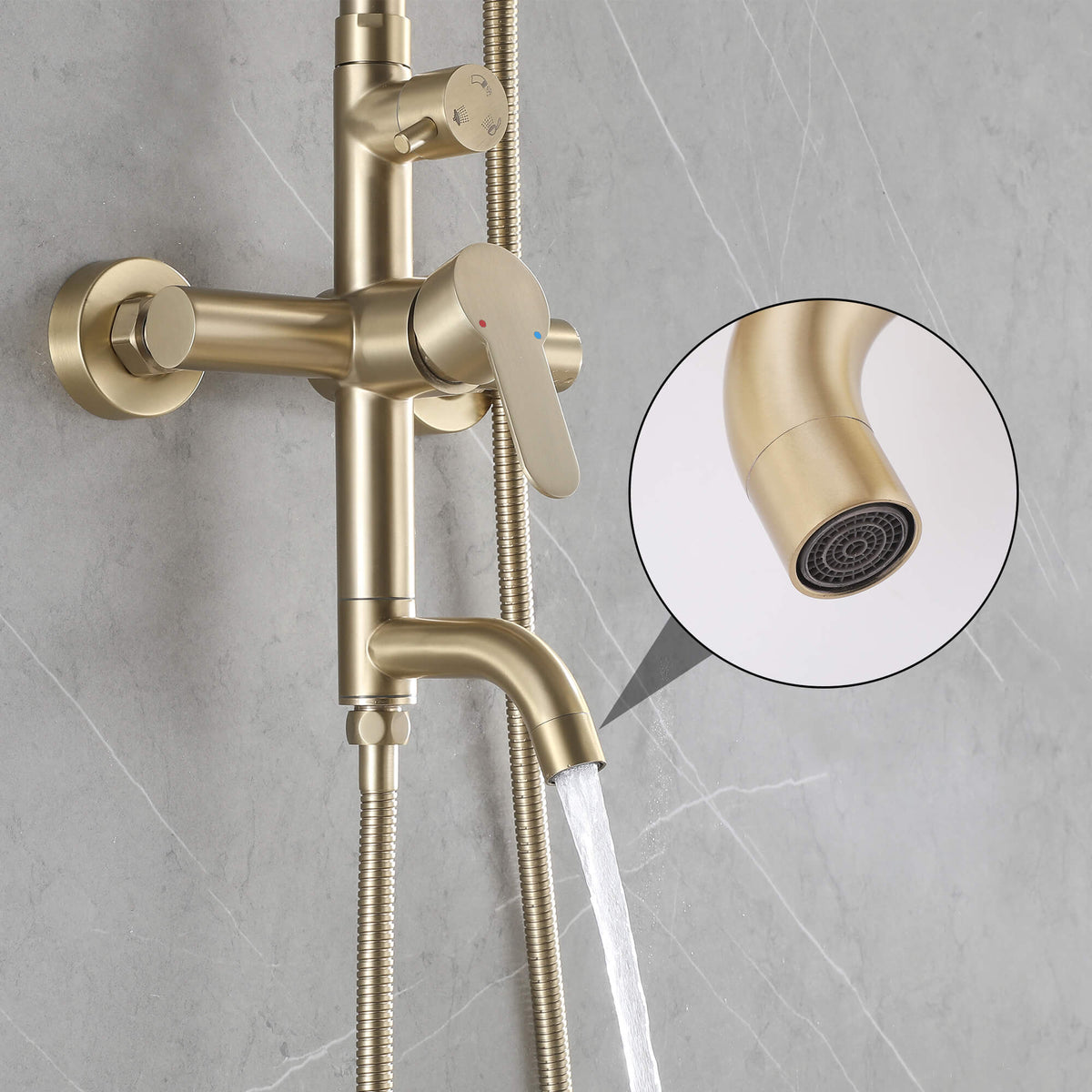 3-in-1 Outdoor Shower Set Adjustable Handheld, Rainfall & Foot Wash