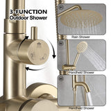 3-in-1 Outdoor Shower Set Adjustable Handheld, Rainfall & Foot Wash