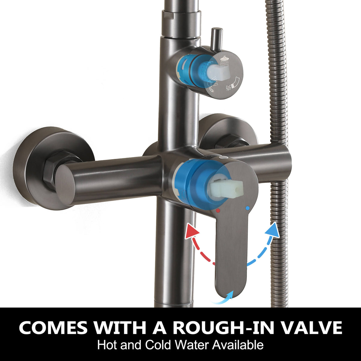 3-in-1 Outdoor Shower Set Adjustable Handheld, Rainfall & Foot Wash