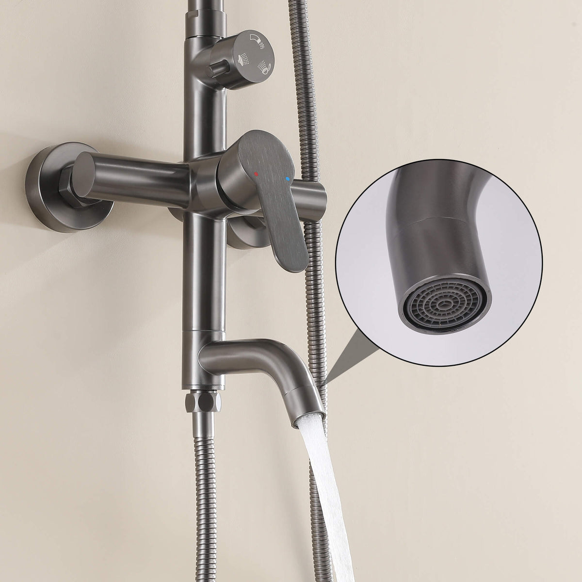3-in-1 Outdoor Shower Set Adjustable Handheld, Rainfall & Foot Wash