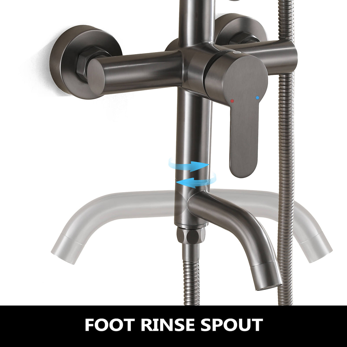 3-in-1 Outdoor Shower Set Adjustable Handheld, Rainfall & Foot Wash