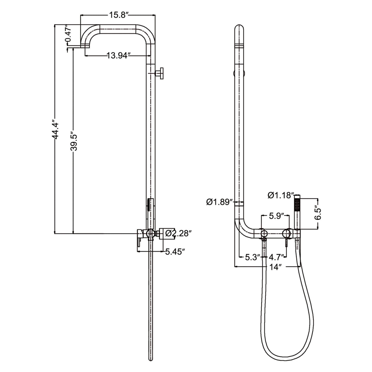 304 Stainless Steel Outdoor Shower System with Handheld Hot & Cold