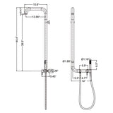 304 Stainless Steel Outdoor Shower with Handheld Shower Wall-Mounted Pool & Garden Shower