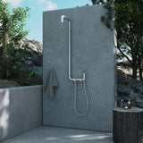 304 Stainless Steel Outdoor Shower with Handheld Shower Wall-Mounted Pool & Garden Shower