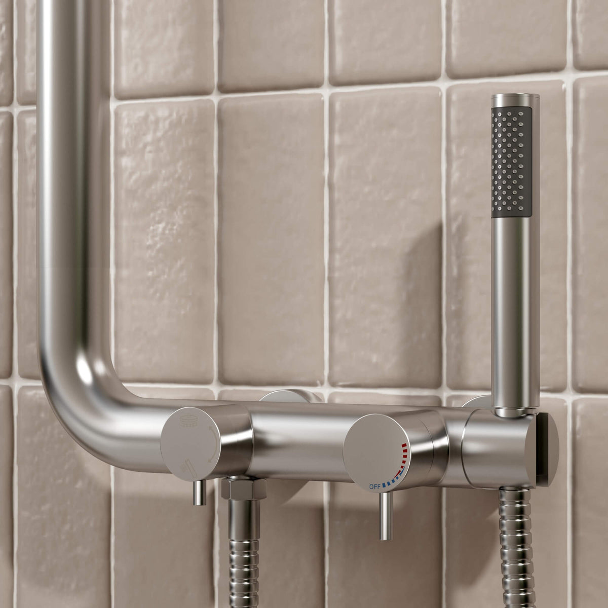 304 Stainless Steel Outdoor Shower System with Handheld Hot & Cold
