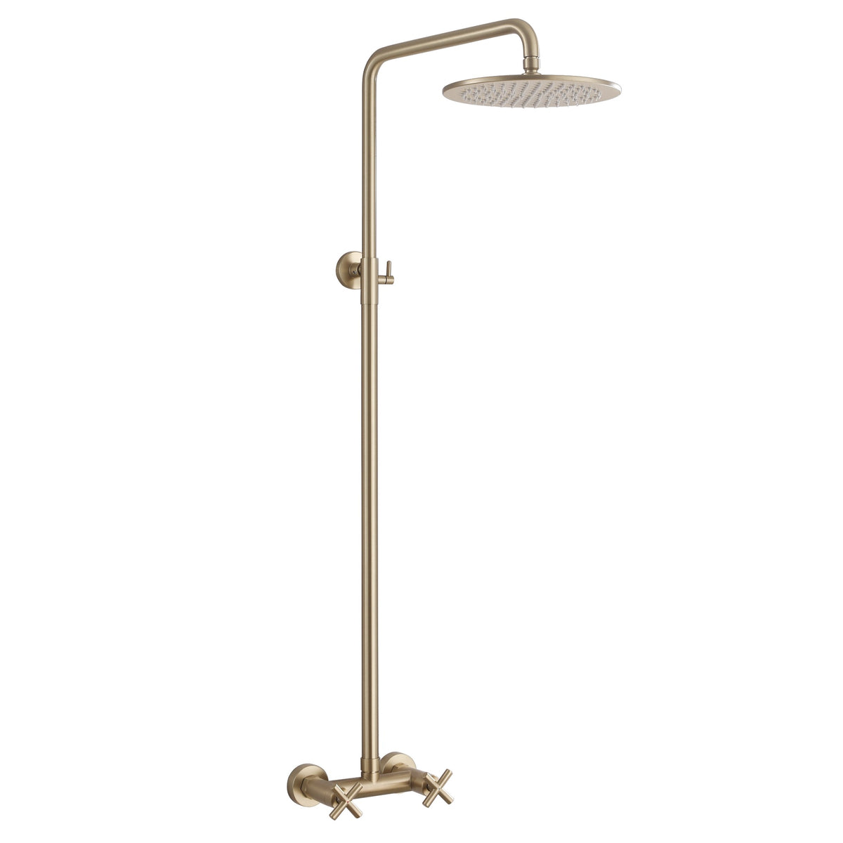 Wall-Mounted Dual Handle Outdoor Shower Fixture with 10-Inch Rain Head