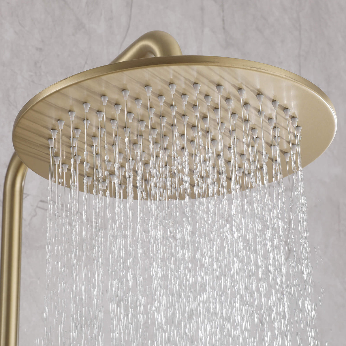 Wall-Mounted Dual Handle Outdoor Shower Fixture with 10-Inch Rain Head