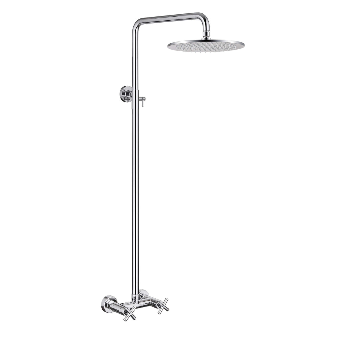 Wall-Mounted Dual Handle Outdoor Shower Fixture with 10-Inch Rain Head