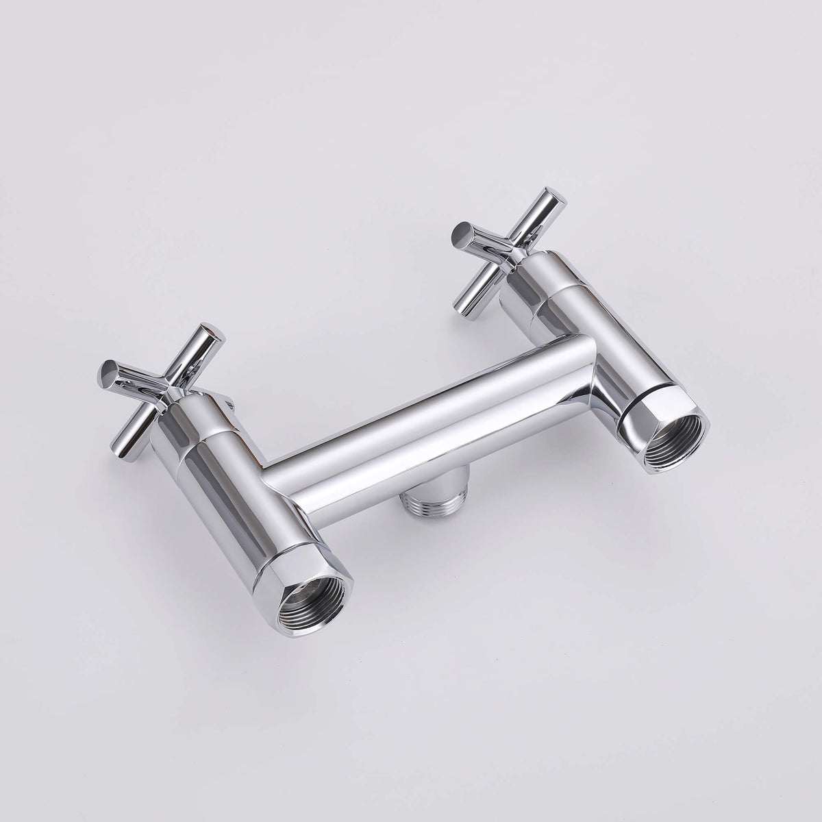 Wall-Mounted Dual Handle Outdoor Shower Fixture with 10-Inch Rain Head
