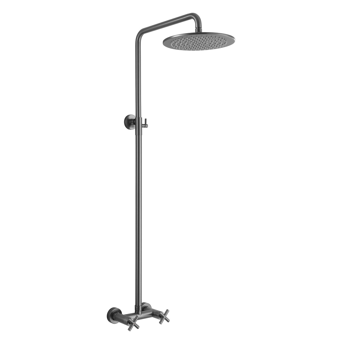 Wall-Mounted Dual Handle Outdoor Shower Fixture with 10-Inch Rain Head