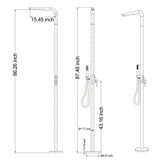 304 Stainless Steel Freestanding Outdoor Shower with Handheld Sprayer and Storage Shelf