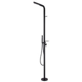 304 Stainless Steel Freestanding Outdoor Shower with Handheld Sprayer and Storage Shelf