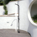 304 Stainless Steel Freestanding Outdoor Shower with Handheld Sprayer and Storage Shelf