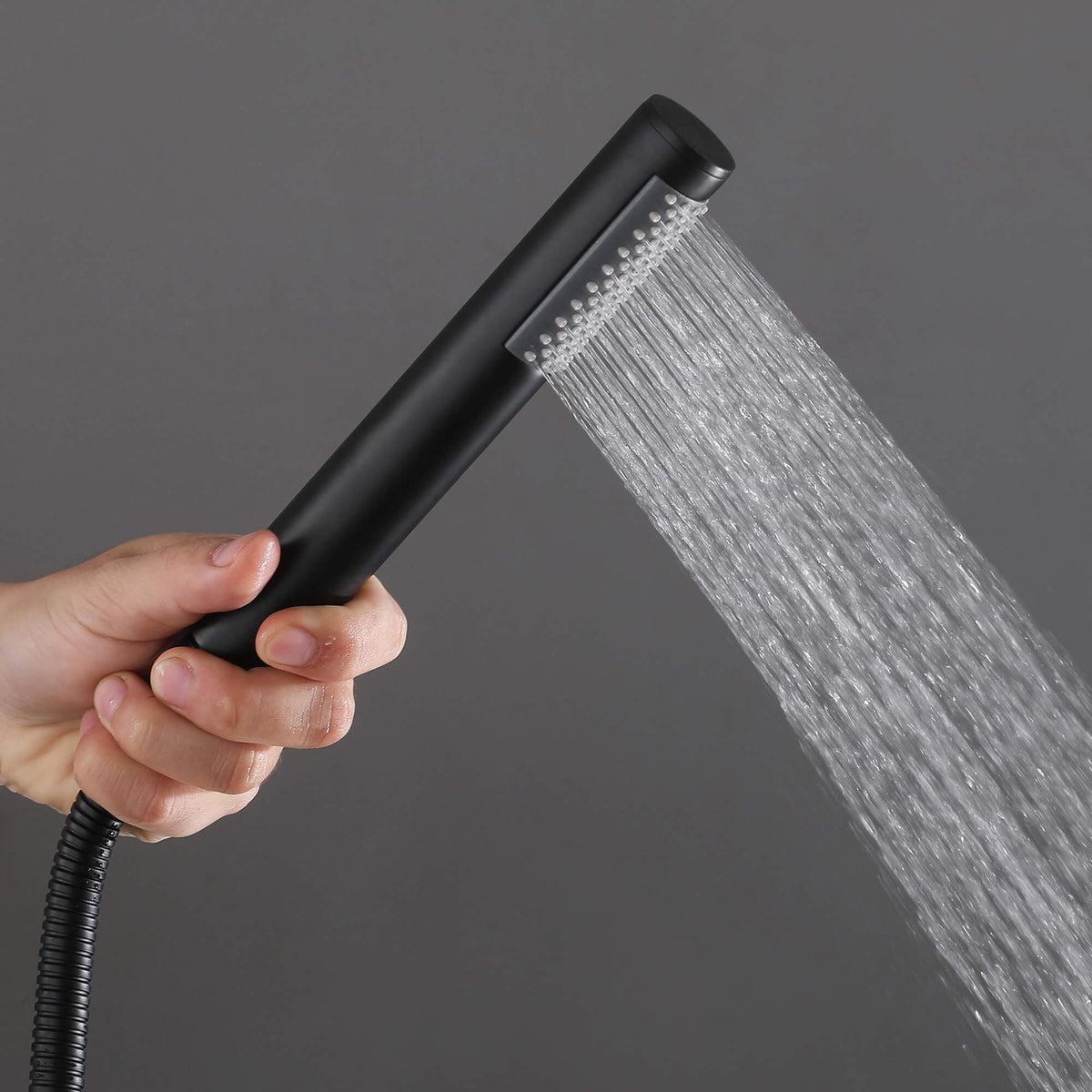 304 Stainless Steel Freestanding Outdoor Shower with Handheld Sprayer and Storage Shelf