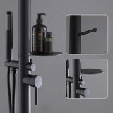 304 Stainless Steel Freestanding Outdoor Shower with Handheld Sprayer and Storage Shelf