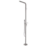 304 Stainless Steel Freestanding Outdoor Shower with Handheld Sprayer and Storage Shelf