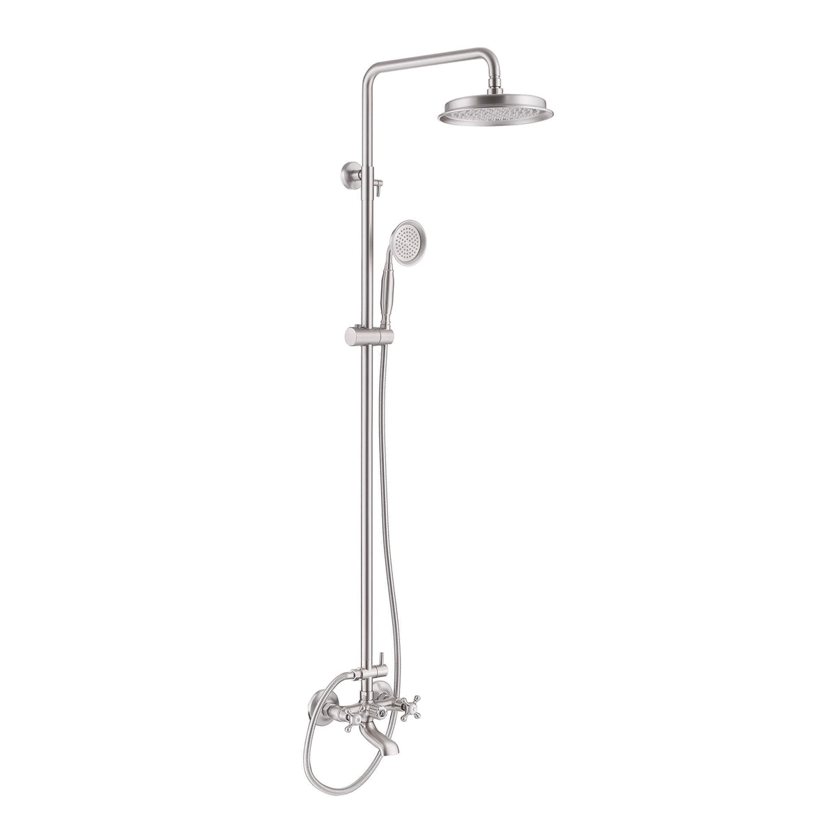 Antique Brass Outdoor Shower with Rainfall Head, Handheld Shower & Tub Spout