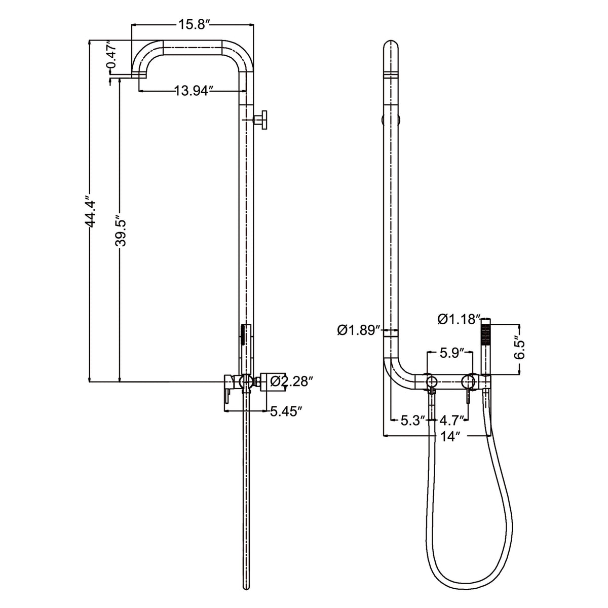 304 Stainless Steel Outdoor Shower System with Handheld Hot & Cold