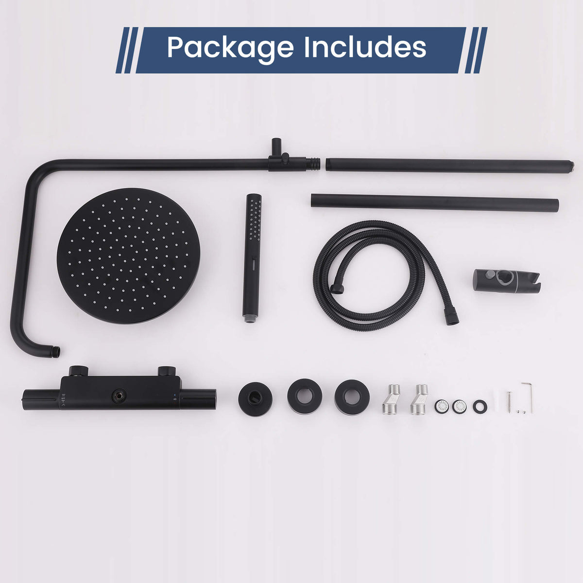 3-Function Thermostatic Shower Set with Rainfall Shower and Handheld Wand