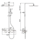 3-Function Thermostatic Shower Set with Rainfall Shower and Handheld Wand