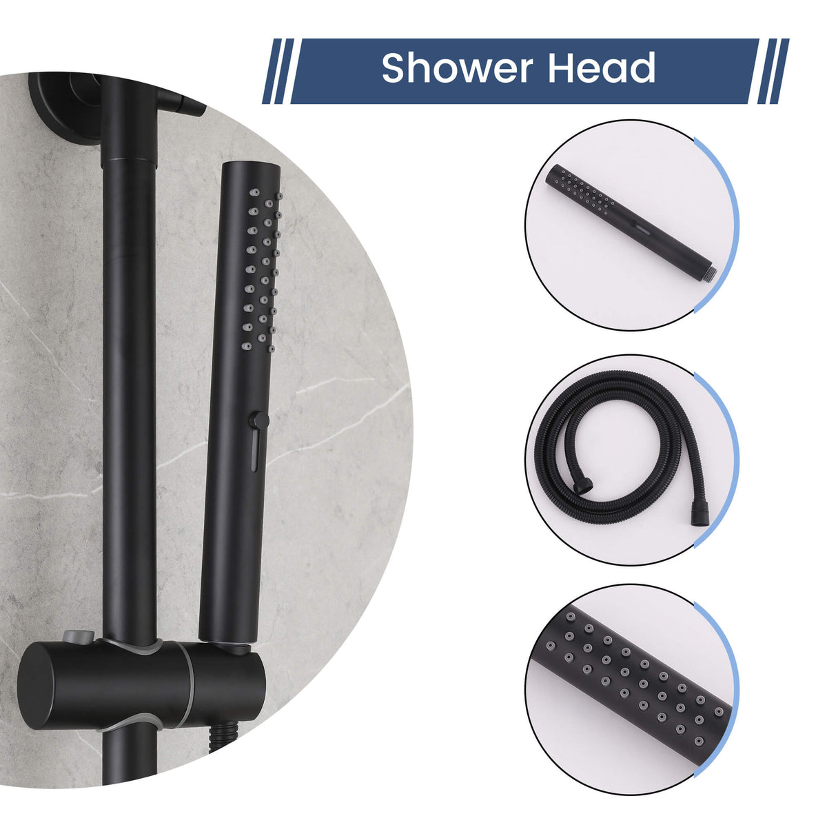 3-Function Thermostatic Shower Set with Rainfall Shower and Handheld Wand