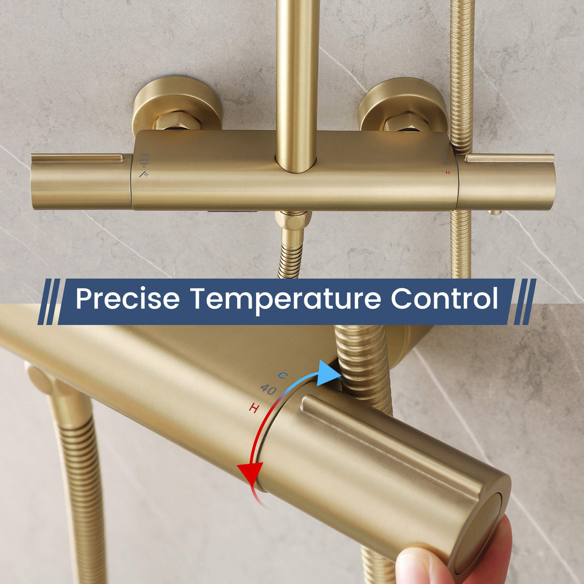 3-Function Thermostatic Shower Set with Rainfall Shower and Handheld Wand