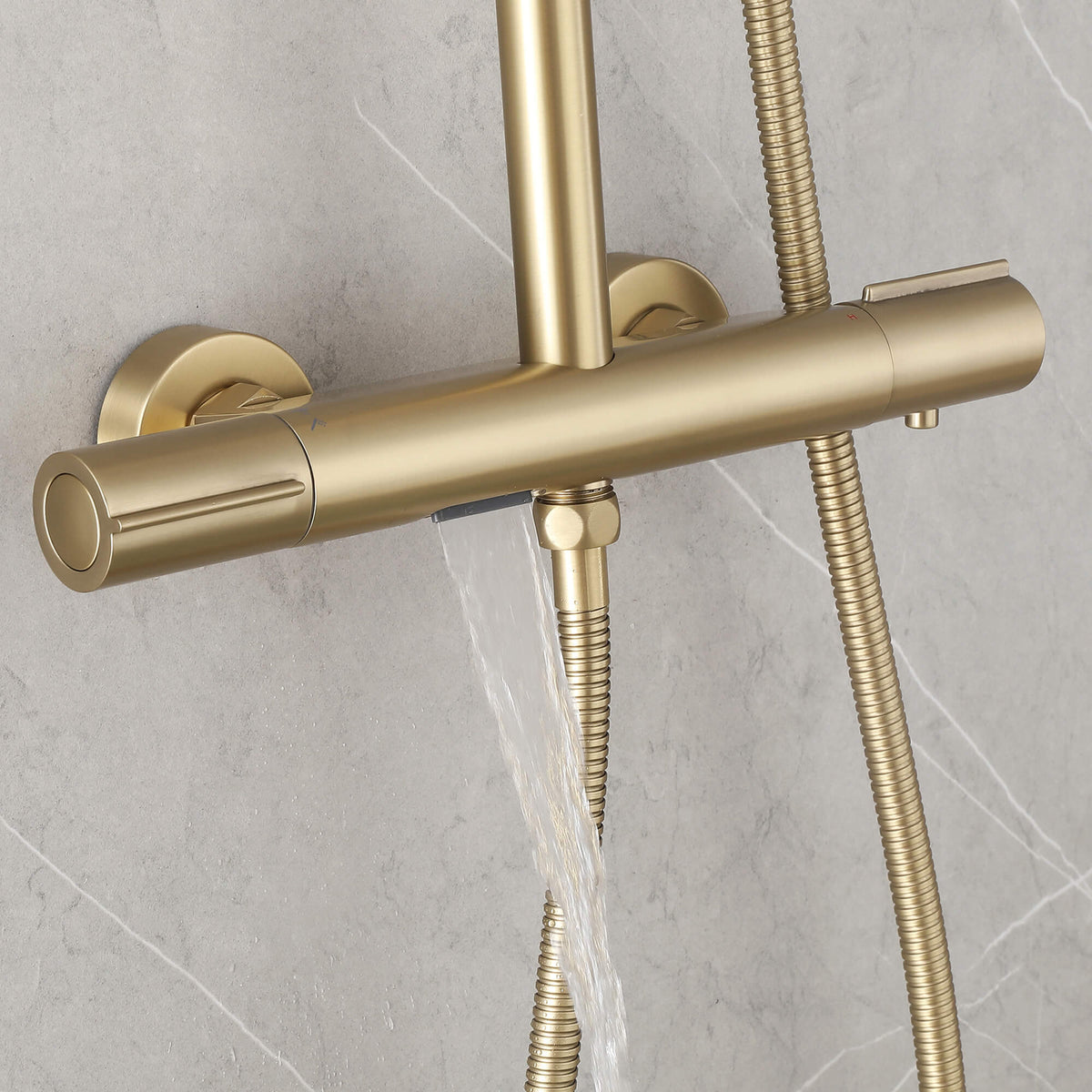 3-Function Thermostatic Shower Set with Rainfall Shower and Handheld Wand