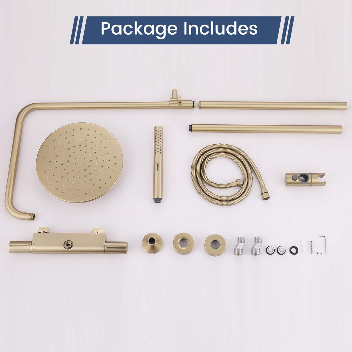 3-Function Thermostatic Shower Set with Rainfall Shower and Handheld Wand