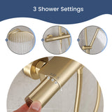 3-Function Thermostatic Shower Set with Rainfall Shower and Handheld Wand