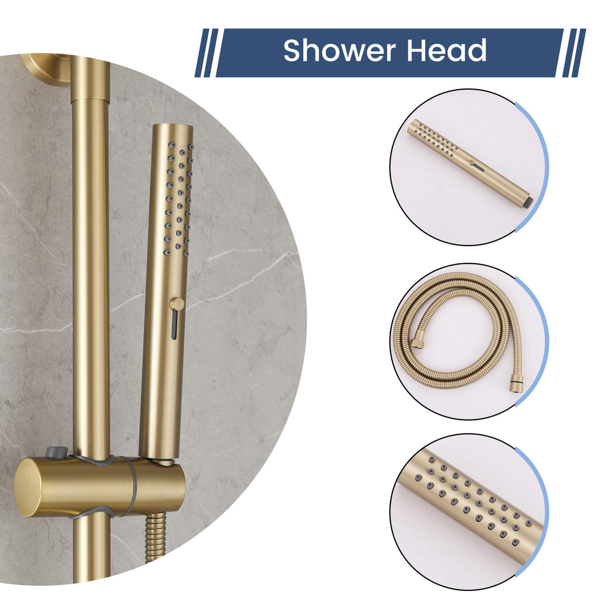 3-Function Thermostatic Shower Set with Rainfall Shower and Handheld Wand