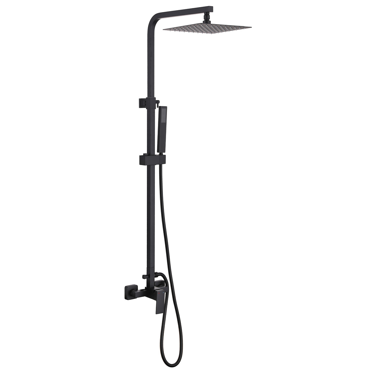 Wall-Mounted Height Adjustable 304 Stainless Steel Outdoor Shower with Square Rainfall Shower Head