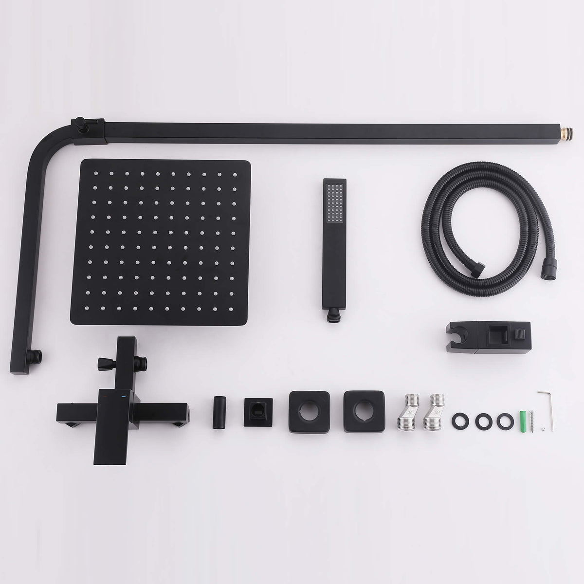 Wall-Mounted Height Adjustable 304 Stainless Steel Outdoor Shower with Square Rainfall Shower Head