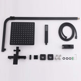 Wall-Mounted Height Adjustable 304 Stainless Steel Outdoor Shower with Square Rainfall Shower Head