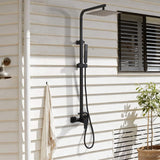 Wall-Mounted Height Adjustable 304 Stainless Steel Outdoor Shower with Square Rainfall Shower Head