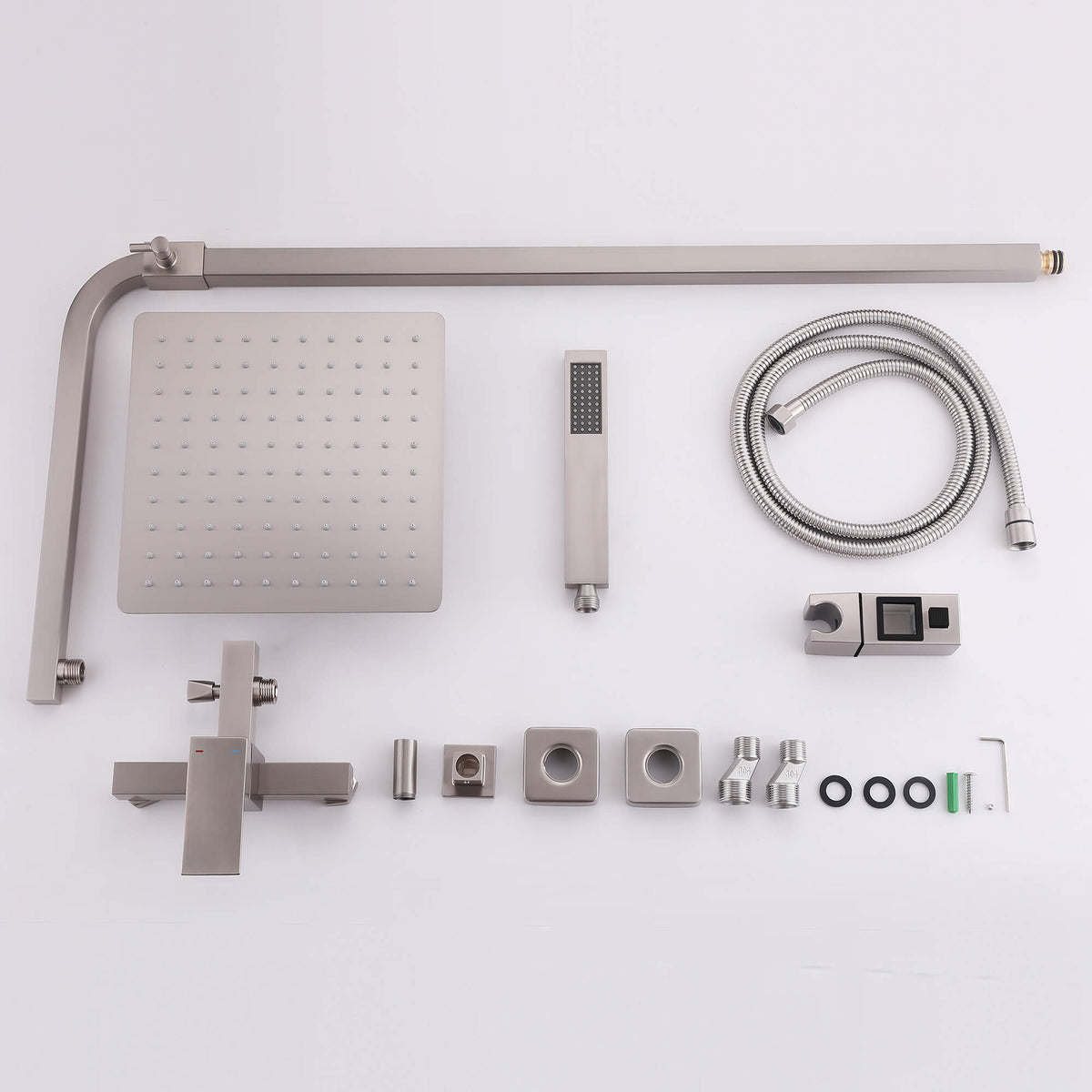 Wall-Mounted Height Adjustable 304 Stainless Steel Outdoor Shower with Square Rainfall Shower Head