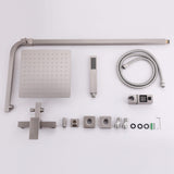 Wall-Mounted Height Adjustable 304 Stainless Steel Outdoor Shower with Square Rainfall Shower Head