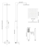 Wall-Mounted Height Adjustable 304 Stainless Steel Outdoor Shower with Square Rainfall Shower Head