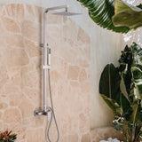 Wall-Mounted Height Adjustable 304 Stainless Steel Outdoor Shower with Square Rainfall Shower Head
