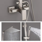 Wall-Mounted Height Adjustable 304 Stainless Steel Outdoor Shower with Square Rainfall Shower Head