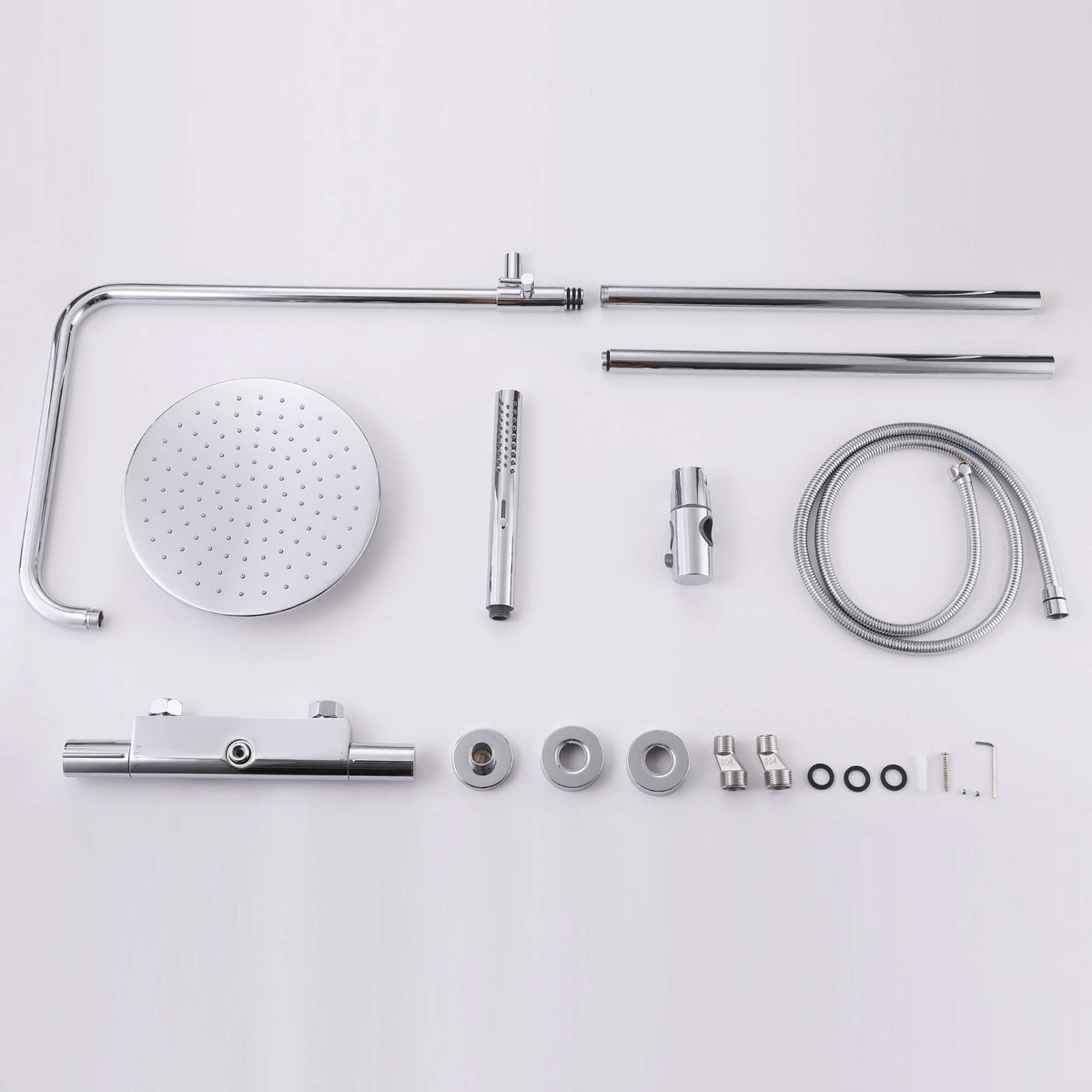 3-Function Thermostatic Shower Set with Rainfall Shower and Handheld Wand
