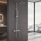3-Function Thermostatic Shower Set with Rainfall Shower and Handheld Wand