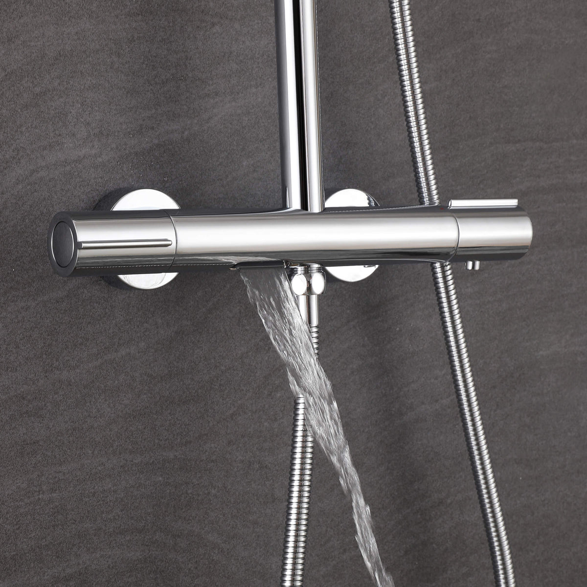 3-Function Thermostatic Shower Set with Rainfall Shower and Handheld Wand