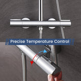 3-Function Thermostatic Shower Set with Rainfall Shower and Handheld Wand